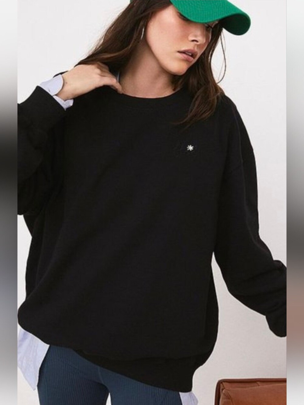 FOR LOVE & LEMONS Black Overaized Crewneck Sweatshirt Medium